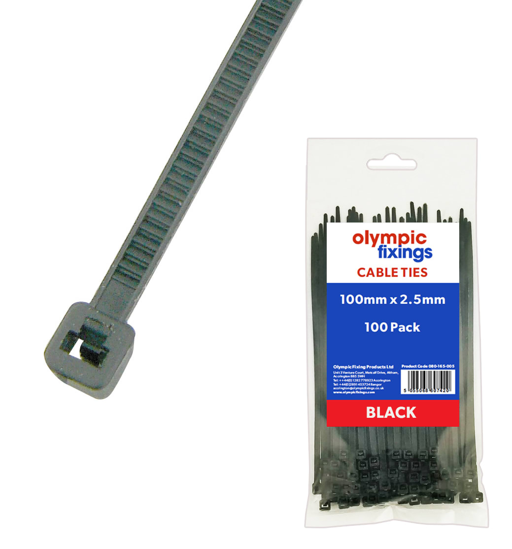 Buy 250mm x 4.8mm Black Cable Ties – BuildingHub360